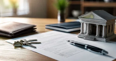 Bankvollmacht und Kontovollmacht für Senioren: Wer im Ernstfall wirklich ans Konto darf Ein Miniaturbankgebäude steht auf dem Schreibtisch auf einen Blatt und ein Kugelschreiber liegt davor