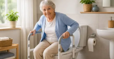 WC-Aufstehhilfe für Senioren: 7 Modelle für sicheres Aufstehen im Bad eine Seniorin benutzt eine WC Aufstehhilfe