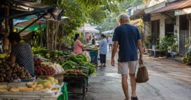 Thailand im Ruhestand: Warum günstig leben allein nicht reicht ein Senior schlendert über einen thailändischen Markt