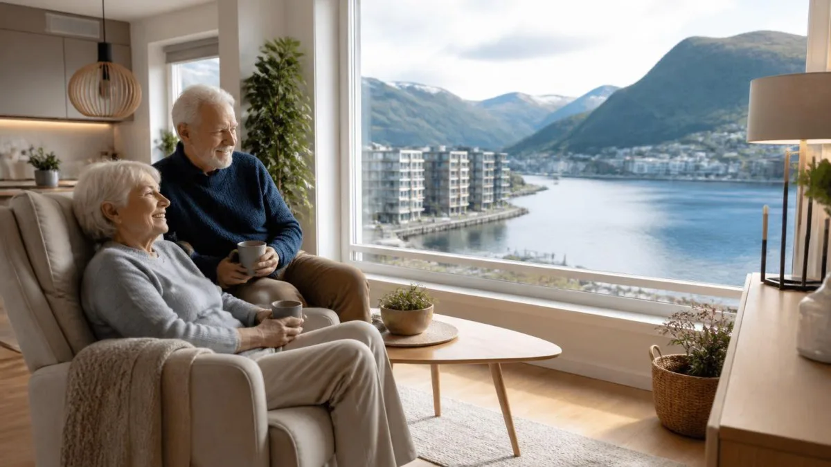 Seniorengerechte Wohnung in Norwegen mit Blick auf Wasser