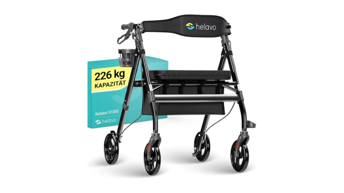 Helavo Schwerlast-Rollator mit verstärktem Rahmen, großem Sitz