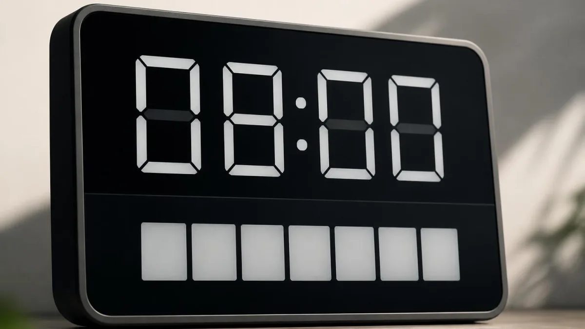 nahaufnahme digitales display uhr wochentag