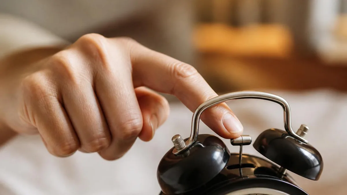 hand drückt alarm ausschalten knopf