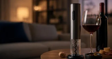 elektrischer weinöffner elegantes wohnzimmer warmes licht