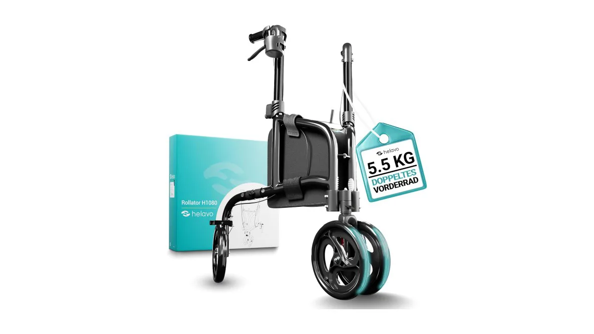 Helavo Dreirad Rollator, doppeltes Vorderrad, stabile Konstruktion