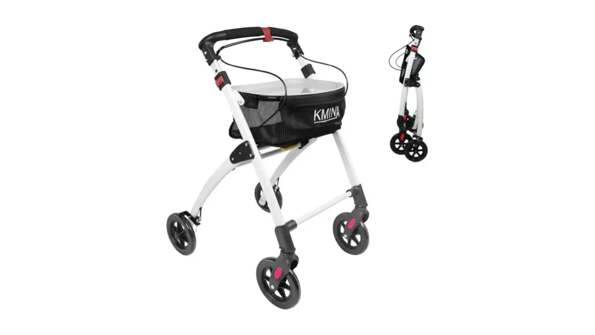KMINA PRO Rollator, Sitzfläche mit Einkaufskorb, stabiler Aluminiumrahmen