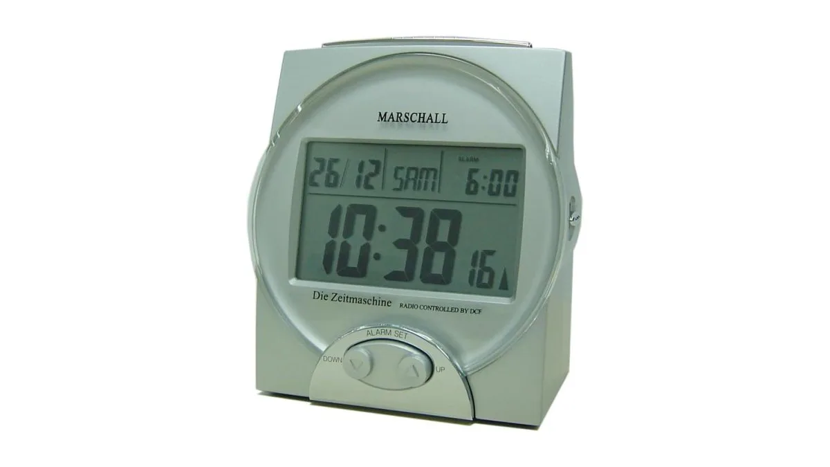 Marschall 1025 sprechende Funkuhr silber, großes Display