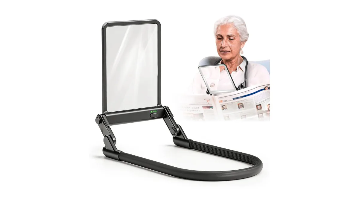 Leichte Halslupe mit 40 LEDs und schmalem Band, frontal dargestellt