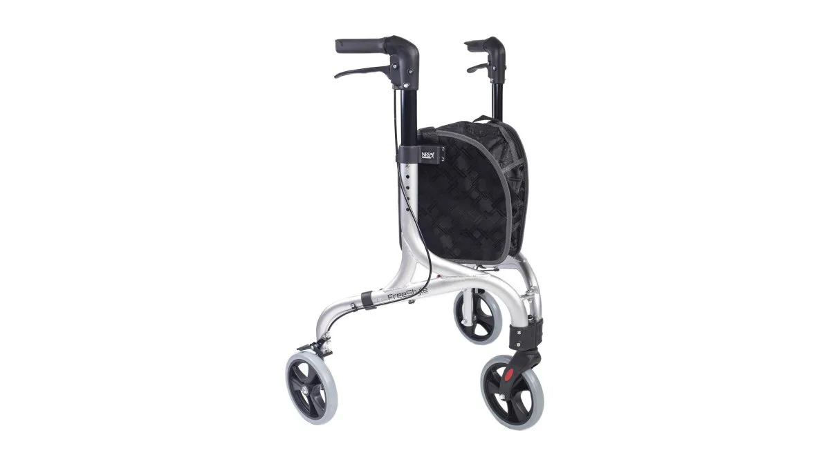 NRS Freestyle Dreirad Rollator, silberner Rahmen, ergonomische Griffe