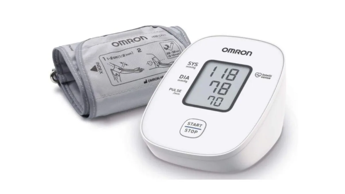 Omron M3 Blutdruckmessgerät mit Intelli-Manschette, schwarzes Gerät mit großem Display
