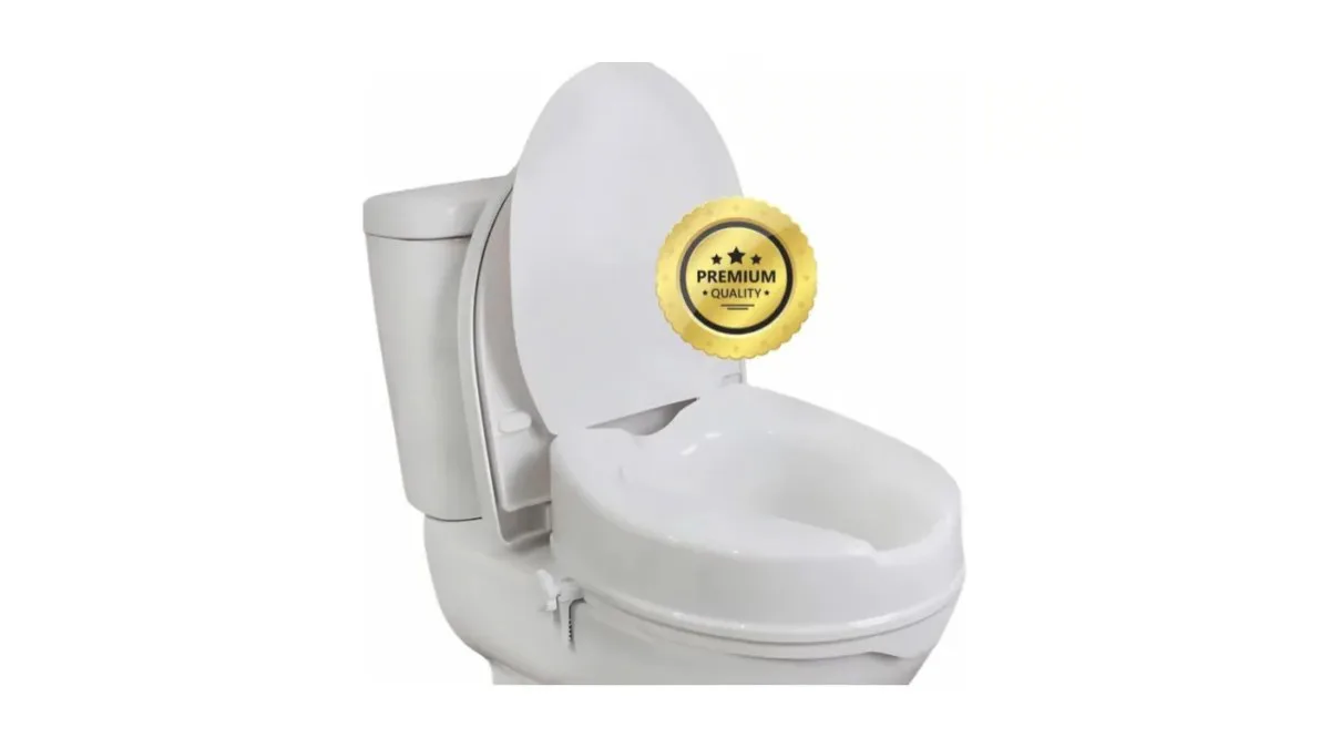Kompakte OrtoPrime Toilettensitzerhöhung, leicht und platzsparend auf WC montiert