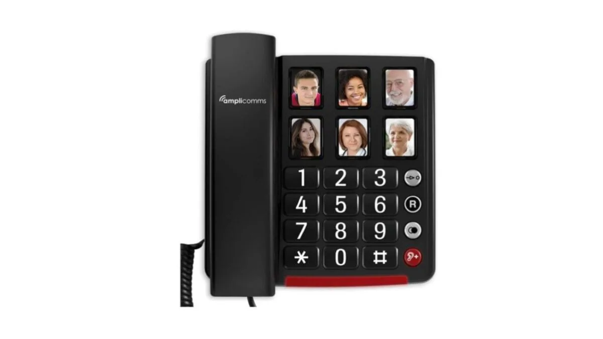 Schnurgebundenes Telefon mit großen Tasten und sechs Foto-Direktwahltasten