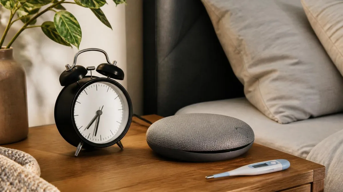 Wecker mit Vibrationskissen und Thermometer als Alternativen