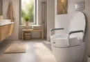 Barrierearmes Badezimmer mit Toilettensitzerhöhung, warme Beleuchtung und klare Linien