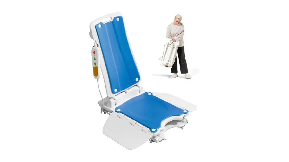 VOCIC AX07 Badewannenlift mit gepolstertem Sitz in modernem Badezimmer