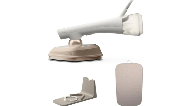 Philips OneTurn 2‑in‑1 Bügeleisen und Steamer, weißes kompaktes Gerät mit drehbarem Kopf