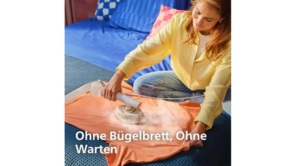 Philips OneTurn 2‑in‑1 Bügeleisen und Steamer, weißes kompaktes Gerät mit drehbarem Kopf – weitere Produktansicht 2