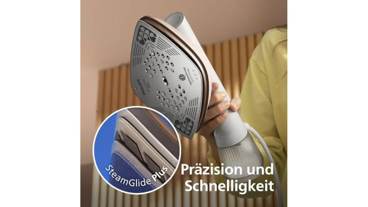 Philips OneTurn 2‑in‑1 Bügeleisen und Steamer, weißes kompaktes Gerät mit drehbarem Kopf – weitere Produktansicht 3