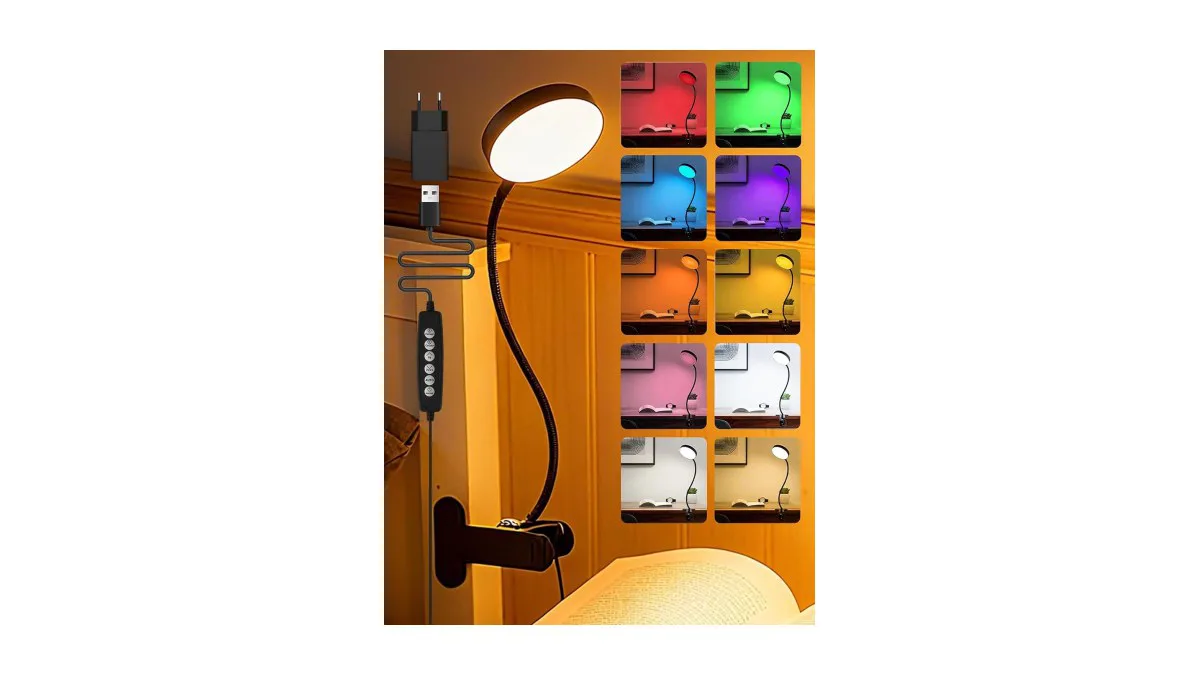 ReinHoo RGB Klemmlampe mit farbigem Licht, Lampenkopf in Aktion