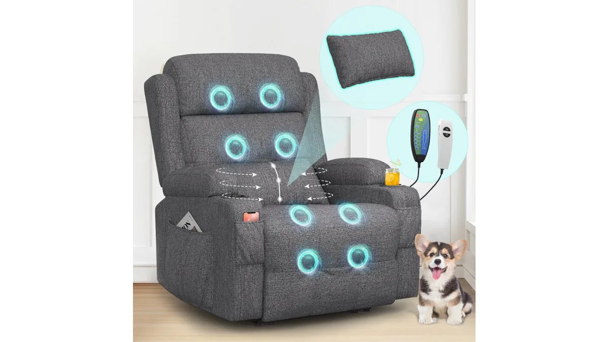SQUEBILIFE Relaxsessel mit ausgestelltem Fußteil und Seitentaschen für Fernbedienung