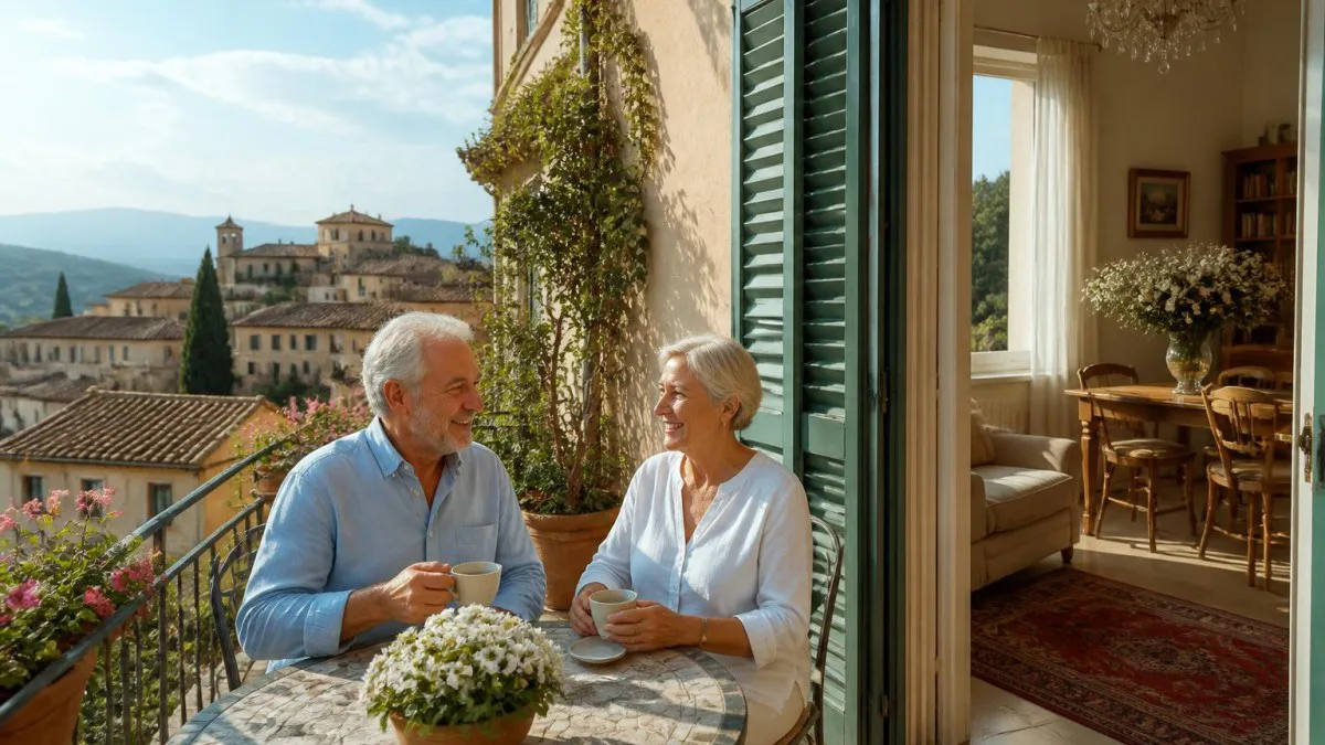 Italienisches Wohnhaus mit Terrasse; typische Innenansicht einer Wohnung